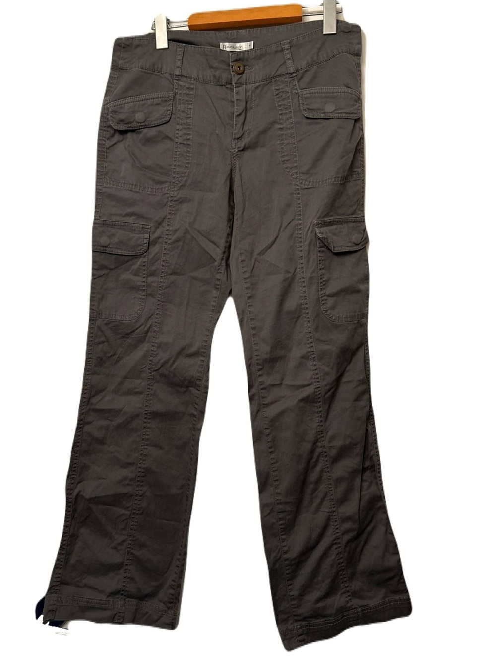 RICKIS Revolution Grey Wide Leg Cargo Stretch Utility Pants Sz 6 Pockets Y2K - Picture 10 of 16